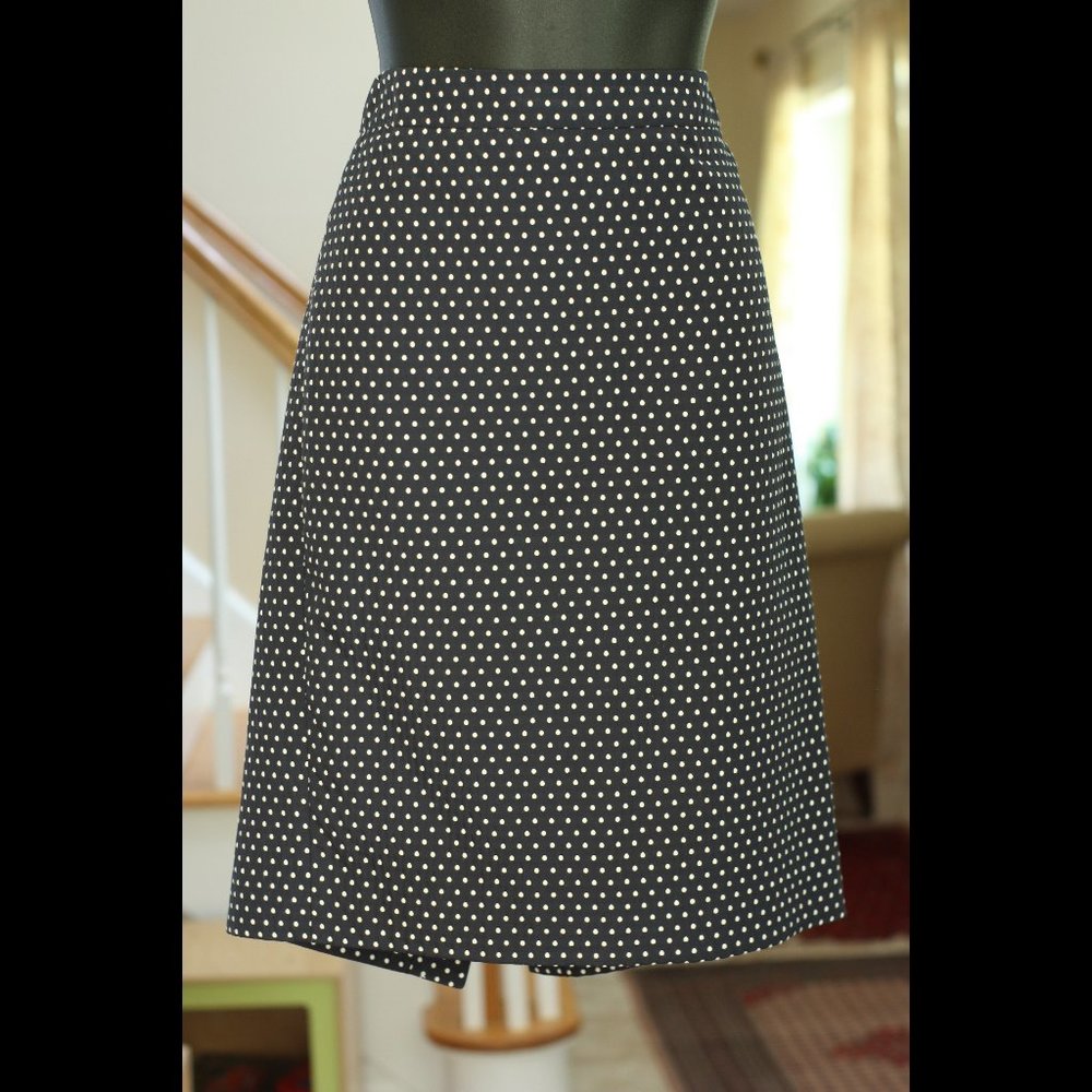 J. CREW Navy Blue and White Polka Dot Pencil Skirt